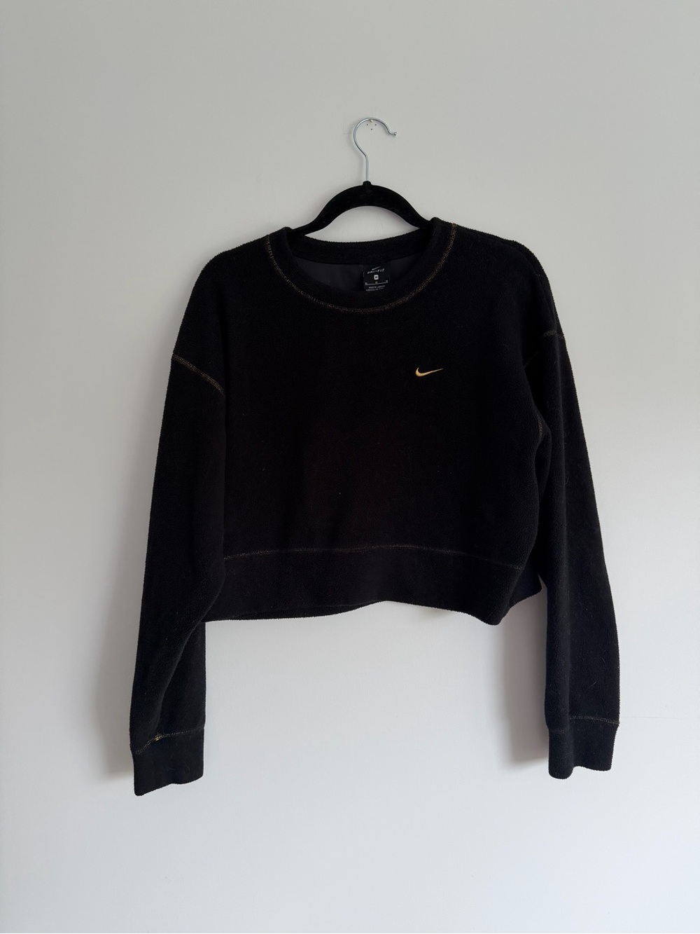 Nike Black Cropped Sweatshirt with Gold Swoosh